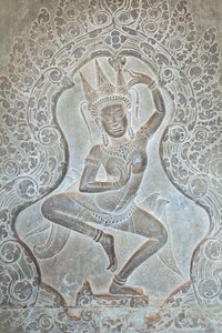 Táncoló Apsara dombormű a külső nyugati falon, Angkor Wat, Kambodzsa (fotó) alkotó: Unbekannter Künstler