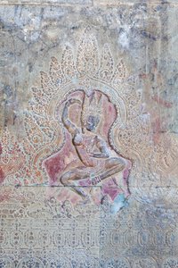 Táncoló Apsara dombormű a külső nyugati falon, Angkor Wat, Kambodzsa (fotó) alkotó: Unbekannter Künstler