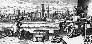 Danzig / Gdansk - a város látképe, 1700 körül (metszet) alkotó: Unbekannter Künstler