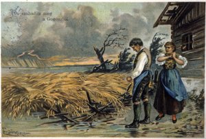 Szabadíts meg minket a gonosztól. Parasztok a vihar után. 1900 körül (illusztráció) alkotó: Unbekannter Künstler