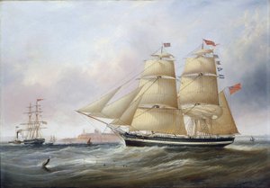 A "Mary Ann" nevű hajó kettős portréja a Tyne folyó (vagy Tinea, Anglia) torkolatában. Olaj, vászon alkotó: Unbekannter Künstler