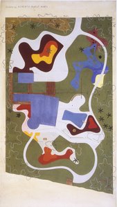 Roberto Burle Marx/tájművész/festő/botanikus/szobrász/mucsician által készített rajz egy kertről