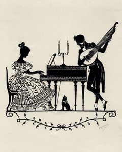 Duó lant-gitárral és zongoraforttal, Bécs, 1900 körül (nyomtatott) alkotó: Unbekannter Künstler