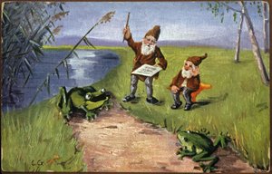 Törpék és békák, 1910 körül (Képeslap) alkotó: Unbekannter Künstler