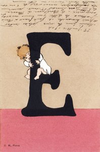 E ölelésre, puszira - Gyermekábécé. C.M. szerkesztő, Párizs. Kézzel festett képeslapok, francolt 1904-ben. Méretek: 14 x 9 cm alkotó: Unbekannt