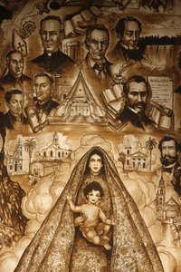 Az Ermitázs falfestmény, freskó Ermita de la Caridad templomban, Miami, Etats-Unis alkotó: Unbekannt