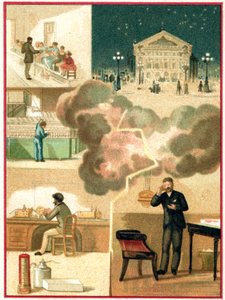 Villamosság: az erőműtől a városi világításig, 1900-1910 körül (chromo) alkotó: Unbekannter Künstler