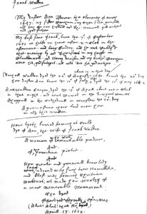 Izaak Walton bejegyzései a Közös Imádság könyvének példányán, 1662 után (toll és tinta papíron) alkotó: Unbekannt