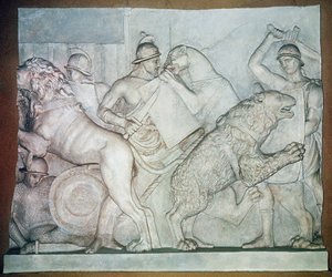 Állatok és gladiátorok harca, dombormű, Villa Torlonia, Róma alkotó: Unbekannter Künstler