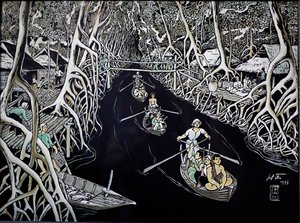Szépművészeti Múzeum, Ca Mau Guerrillas by Thai Ha, Lakkgravírozás, Ho Si Minh-város, Vietnam, 2018