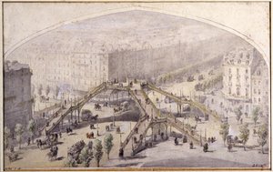 Gyaloghíd Párizsban, 1880 körül (rajz) alkotó: Unbekannter Künstler