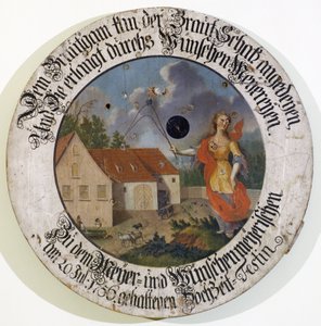 Frank Múzeum Feuchtwangen Közép-Frank Bajorország Németország lövész céltábla gyűjtemény esküvői célpont 1756-ból Fortune istennővel alkotó: Unbekannt