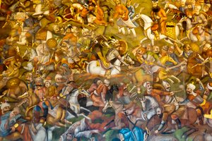 Freskó; chaldiran vagy Chaldiran csata az oszmánok ellen I. Szelim szultán; 1514; Chehel Sotoun; Negyvenoszlopos palota; Iszfahán; Irán; Ázsia alkotó: Unbekannt