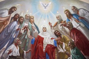 Freskó az orosz ortodox Szentháromság templomban, Jeruzsálem, Izrael alkotó: Unbekannt