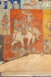 A Wat Bo falait díszítő freskók a Reamker, Siem Reap, Kambodzsa jeleneteit ábrázolják (fotó) alkotó: Unbekannter Künstler
