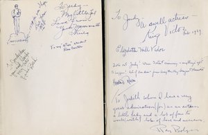 Frank L. Baum „Az Óz varázsló” című filmjének elülső szabad véglapjai, amelyeket Judy Garlandre írt a film szereplői és a stáb tagjai alkotó: Unbekannt