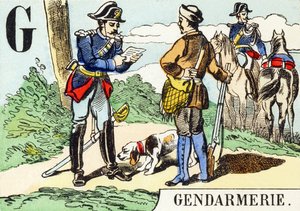 G : Csendőrség – A vadászábécé, 1890 körül (metszet) alkotó: Unbekannt