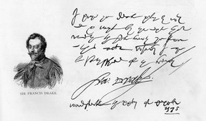 Sir Francis Drake kézírása és aláírása alkotó: Unbekannt