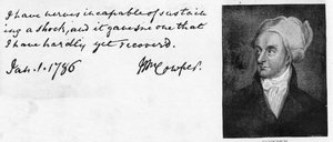 William Cowper kézírása és aláírása alkotó: Unbekannt