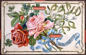 Happy Year Flowers, 20. század eleje (képeslap) alkotó: Unbekannter Künstler