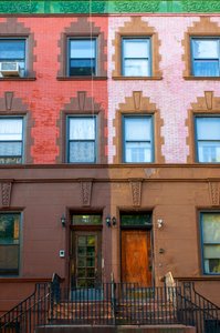 Harlem Straßenläden und Gebäude, New York City, 2021