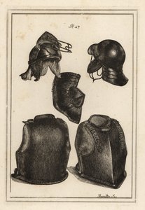 Fejfedő vagy sisak, melllemez és hátrész, amelyet Robert Greville, Lord Brooke, kerekfejű tábornok viselt, amikor megölték Lichfieldben alkotó: Unbekannt