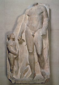 Huntsman, töredék egy temetési sztélén lévő domborműről, padlás, valószínűleg Kr.e. 4. század elején (márvány) alkotó: Unbekannt