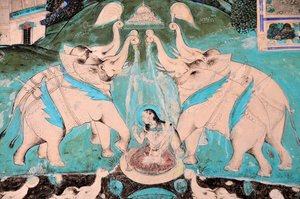 India, Rajasthan, Bandi: Chitra Shala Palace Fresco (8. és 8. század) (fotó) alkotó: Unbekannt