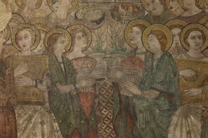 Belső. Északi átkelőhely. Oltár (Altar de las pinturas murales). Eredeti a főkápolnából. Falfestmények (freskó?). Részlet. 14. század vége. alkotó: Unbekannt