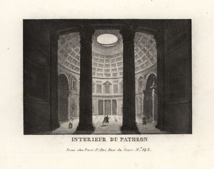 A Pantheon belseje a kazettás kupolával és az okulusszal, Róma alkotó: Unbekannt