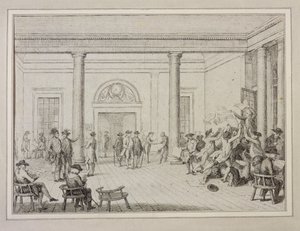 A tőzsde belseje, 1790 körül (rézkarc) alkotó: Unbekannt