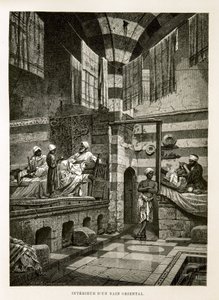 Egy keleti fürdő belső képe. Illusztráció az egyiptomi atlaszból alkotó: Unknown