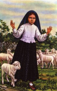 Jacinta, aki 1917-ben látta Szűz Máriát Fatimában, 1920-1930 körül (képeslap) alkotó: Unbekannter Künstler