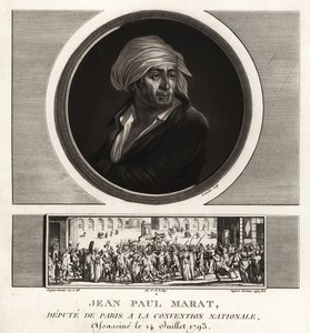 1793-ban meggyilkolták Jean Paul Marat-ot, Párizs helyettesét a Nemzeti Konventben alkotó: Unbekannt