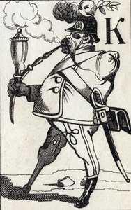 K betű Fritz Kreutzer. Gravírozás "ABC Les Images en Alphabet"-ben. Epinális képalkotás. Pellerin és Cie, nyomdász-kiadó, Epinal, 19. század vége, 1890 körül. 10 oldal. Mérete: 19,5 x 13,5 cm alkotó: Unbekannt