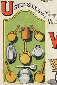 U betű. Kókusz, tűzhely, mókus, serpenyő... Metszet "ABC Toys"-ba. Epinalis képalkotás a kromolitográfiában, 1890 körül. 8 oldalas kis füzet. Mérete: 195x135mm, 4. borítóban való hirdetés fogadására szolgál. Otthoni használatra, kiváló ab-t kínál alkotó: Unbekannt