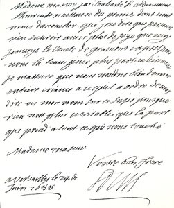 XIV. Lajos levele Modenai Máriához, amelyben gratulál James Edward walesi hercegének születéséhez alkotó: Unbekannt