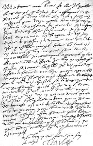 V. Károly császár francia nyelvű levele menyéhez, I. Mária angol királynőhöz, amelyben kifejezi óhaját, hogy láthassa fiát, Fülöp királyt, annak férjét, hogy konzultáljon vele az ügyekről, sajnálatát fejezve ki a szükségessége megfosztani tőle h alkotó: Unbekannt