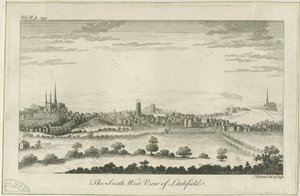 Lichfield – Délnyugati nézet: metszet, nd [c 1764] alkotó: Unbekannt