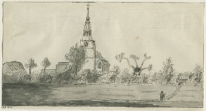 Lichfield – Szent Mihály-templom: szépia mosás rajz, nd [?18. század vége] alkotó: Unbekannt
