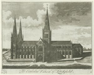 Lichfield katedrális – Déli nézet: metszet, és [?18. század] alkotó: Unbekannt