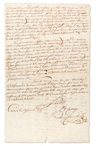 „Jb d Castro” és „David Cohen Henriq” aláírt kéziratos levél Victor Huguesnak a Windward-szigetek ügyvezető igazgatójának különleges ügynökéhez, Curaçaohoz, 1798. szeptember 8-án (tintával papíron) alkotó: Unbekannt
