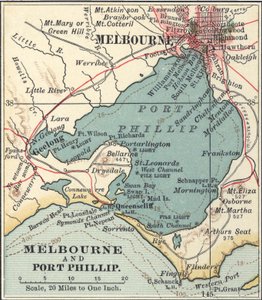 Melbourne térképe, 1900 körül (metszet) alkotó: Unbekannter Künstler