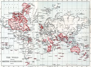 A világtérkép a brit birtokokat 1904-ben. alkotó: Unbekannt