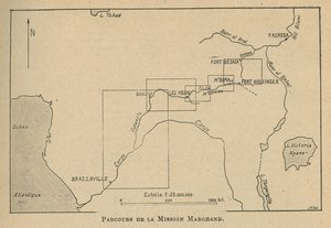 A Marchand Misszió útvonalát mutató térkép 1898-ban (litho) alkotó: Unbekannt
