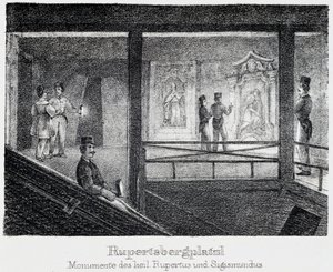 Sóbánya: Szent Rupert és Szent Zsigmond emlékműve Durrnbergben, Ausztriában alkotó: Unbekannt