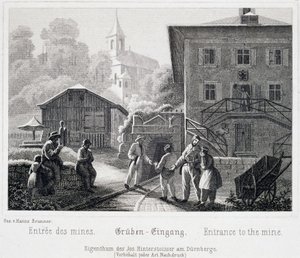 Sóbánya: a bánya bejárata, Durrnbergben, Ausztriában, 1850 körül alkotó: Unbekannt