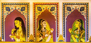 Miniatűr festészet, művészet és kézművesség Rajasthanban, Rajasthanban, Indiában, Ázsiában (fotó) alkotó: Unbekannter Künstler