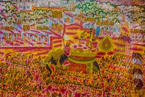 Miniatűr festmény a jodhpuri erődből, Holi fesztivál, Mandawa, Rajasthan, India, Ázsia (fotó) alkotó: Unbekannter Künstler