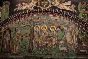 Mozaik az Ószövetségből "Izsák feláldozása". San Vitale-bazilika. 6. század, Ravenna, Olaszország. UNESCO alkotó: Unbekannt